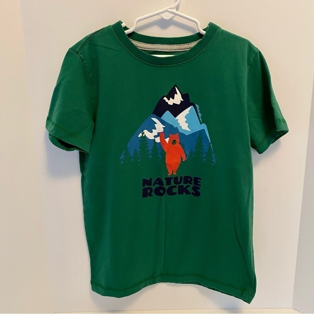 Eddie Bauer Boys Nature Rocks Bear On Mountain Short Sleeve T-Shirt Size S (7/8)
